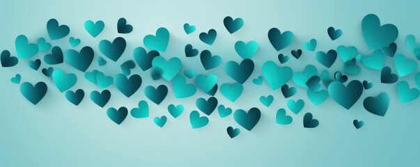 Teal heart isolated on background, flat lay, vecor illustration