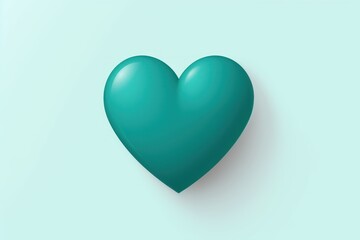 Teal heart isolated on background, flat lay, vecor illustration