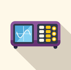 Wall Mural - Purple digital oscilloscope displaying a sinus signal on its screen with buttons and controls