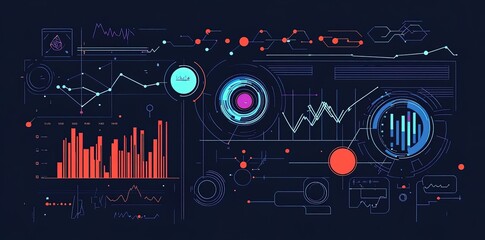 Futuristic data analysis display showing charts and graphs