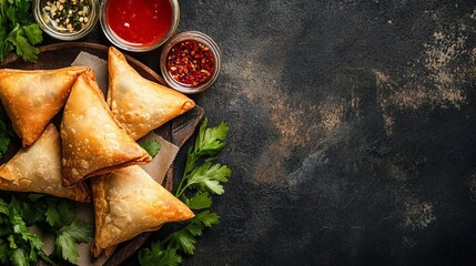 Wall Mural - samosa background concept with copy space