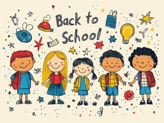 Poster - Back to School Illustration with Happy Kids