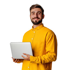 Smiling Man with Laptop