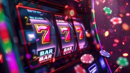 A slot machine on which three identical symbols 