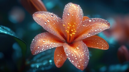 Wall Mural - Orange Lily with Dew Drops