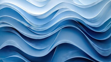 Wall Mural - Soft, wavy lines in various shades of blue, creating an abstract and calming background perfect for design or presentation use.