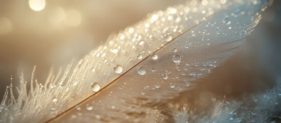 Delicate Feather with Dew Drops