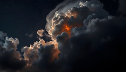 Starry night sky with a vibrant nebula cutting through the clouds.