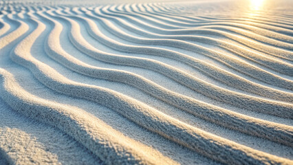 White sand texture with wave pattern and sunlight, stylish abstract background