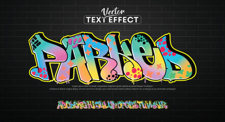 Graffiti art alphabet. Decorative Graffiti font vector design.A, B, C, D, E, F, G, H, I, J, K, L, M, N, O, P, Q, R, S, T, U, V, W, X, Y, Z and Arab numerals 0, 1, 2, 3, 4, 5, 6, 7, 8, 9 Graffiti font.