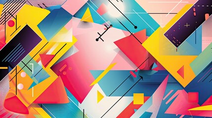 A banner with an abstract background of colorful geometric shapes