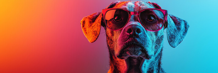 Sticker - A cool dog with sunglasses stares intently at the camera.