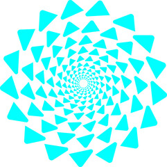 Abstract blue and white triangle spiral pattern