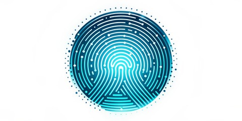 Poster - Abstract Fingerprint, Circular Lines, Blue Gradient, Identity, Security, Biometrics