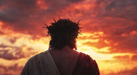 Jesus Christ with Crown of Thorns Reflecting on Faith