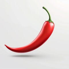 Red chili pepper, food element, hyper-realistic illustration, sharp red, isolated on white background