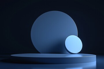 On a blue background, we render a luxury product display podium in 3D