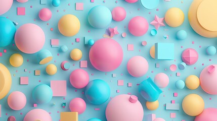 Pastel candy color background, abstract , 2D flat illustration, constructivism, no shadow, no gradation cute, Digital art