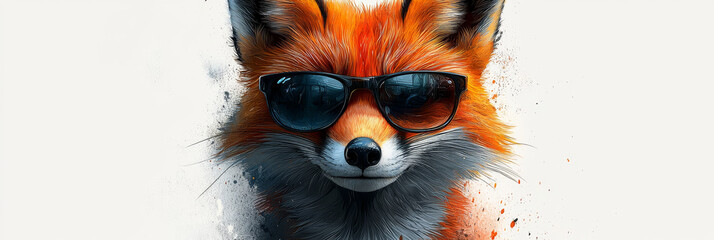 Wall Mural - Cool fox in sunglasses looking directly at the camera.