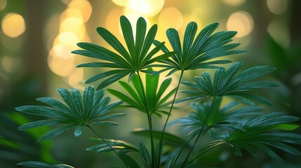 Sticker - Green Palm Leaves in Sunlight