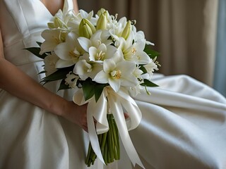 bride holding bouquet