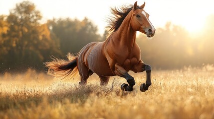 Poster - Running Horse in Golden Field