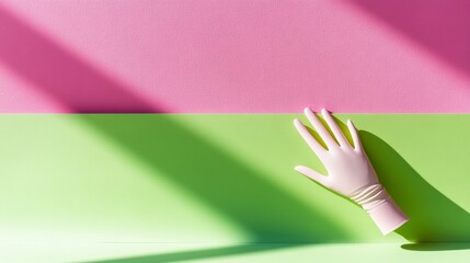 Aufkleber - Modern Vibrant Neon Green and Pastel Pink Mockup with Single Glove for Branding