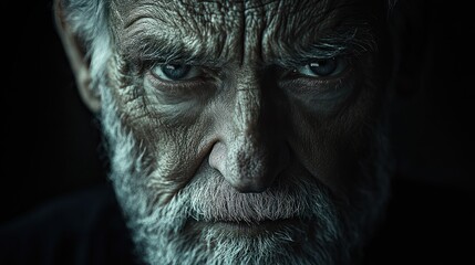 Sticker - Close-up Portrait of an Elderly Man with Intense Gaze