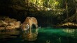 © Luminous Hub  - Jaguar Drinking Water in Cenote in Jungle