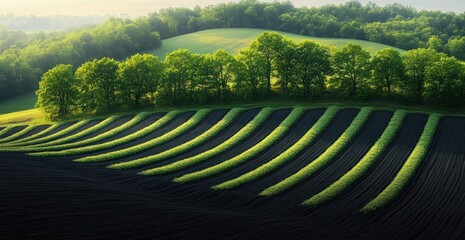 Canvas Print - Green Hills and Farmland