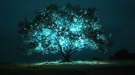 Canvas Print - Glowing Tree in the Night