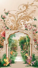 traditional Mughal garden wedding invitation frame