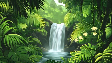 Tranquil Rainforest Waterfall