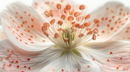 Wall Mural - Close-up of a Delicate White Flower with Red Spots