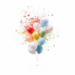 Balloons splashes, art element, watercolor illustration, multicolored, isolated on white background