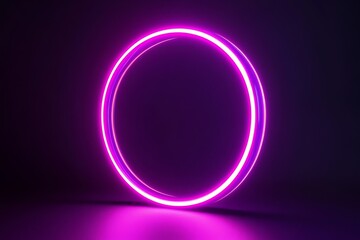 Wall Mural - A vibrant pink neon circle radiating a luminous glow against a contrasting dark backdrop, making it an ideal choice for eyecatching party banners, club signage, or magical thematic decorations