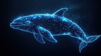 Wall Mural - Digital Dolphin - A Sparkling Marine Wonder