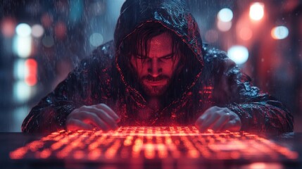 Cyberpunk Hacker in the Rain