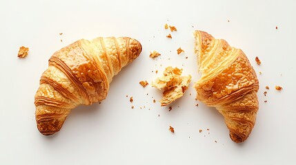 freshly baked croissants - delicious french breakfast pastries on white background high-resolution i