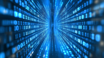 binary code tunnel background in motion blur