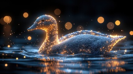 Poster - Digital Duck in a Nighttime Water Scene