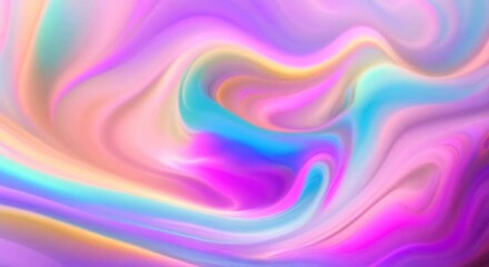Wall Mural - A wavy abstract texture background with swirls of iridescent pastel hues 4k animation