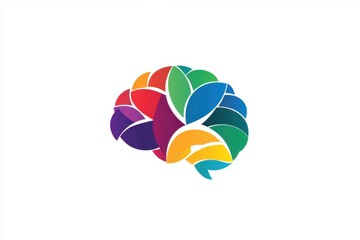 Logo for an app that uses colorful brain shapes to represent the different areas of the human mind The logo should be simple, with clean lines and a geometric design Generative AI