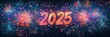 © Barosanu - Vibrant image showcasing the year 2025 in glowing red text surrounded by a stunning display of colorful fireworks against a dark night sky, creating a festive atmosphere.