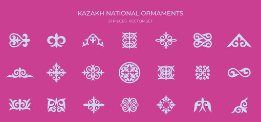 Wall Mural - Kazakh national ornament. Vector modern isolated element set. Asian floral abstract element of the national pattern.