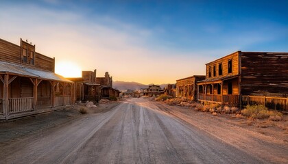 Abandoned western town with. Generated image