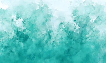 Wall Mural - Light blue green abstract pattern Gradient Painted watercolor paper texture Teal color art background