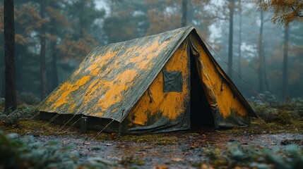 Military tent in the forest