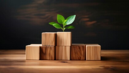 plant growing out of a wooden cube. Generated image