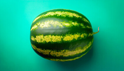 Sticker - Watermelon isolated on green background